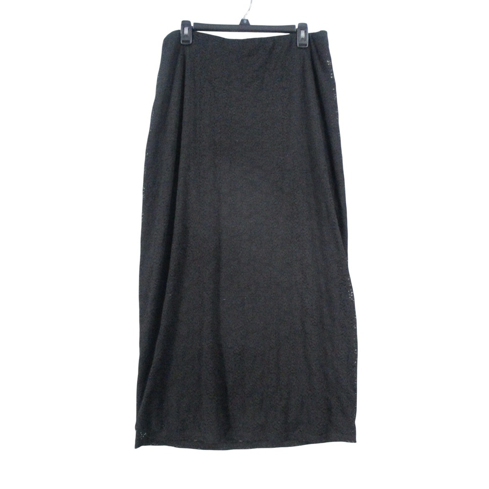Black Floral Lace Maxi Skirt Women Lined Long‎ Evening Skirt 7904
